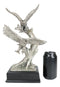 Large King Of The Skies Electroplated Silver Bald Eagles Taking Flight Statue