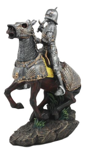 Medieval Swordsman Knight With Suit Of Armor Charging On Calvary Horse Statue