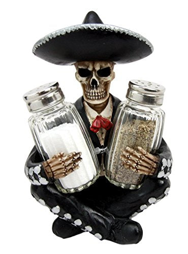 Ebros Day of The Dead Skeleton Mariachi Wedding Singer Salt Pepper Shakers