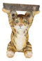 Jungle Bengal Orange Tiger Cub Holding Faux Wood Slice Table Stand Figurine