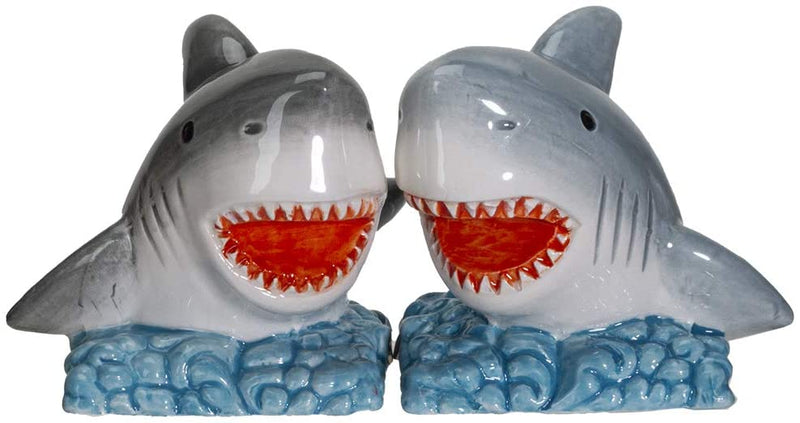 Ebros Sharks on the Sea Ceramic Salt and Pepper Shakers Set 2.5"H