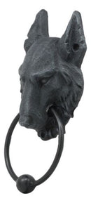 Ebros Full Moon Gothic Chained Wolf Gargoyle Door Knocker Figurine 8.25"Tall Faux Stone Finish With Metal Ball