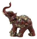 Thai Buddhism Decorated Feng Shui Elephant With Trunk Up Left Facing Figurine