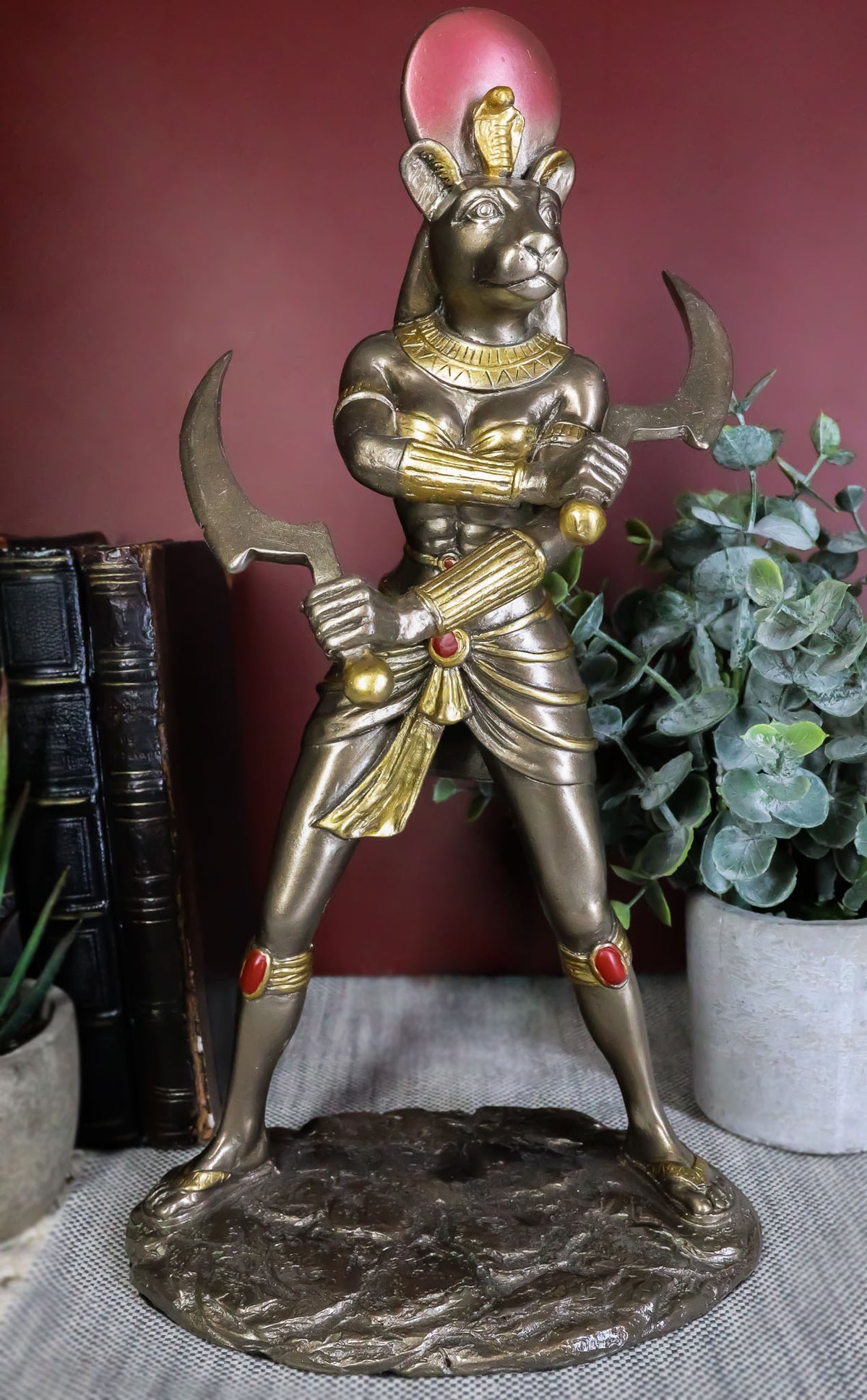 Classical Egyptian Goddess Sekhmet Ra With Solar Disc And Uraeus Statue 11"H - Ebros Gift