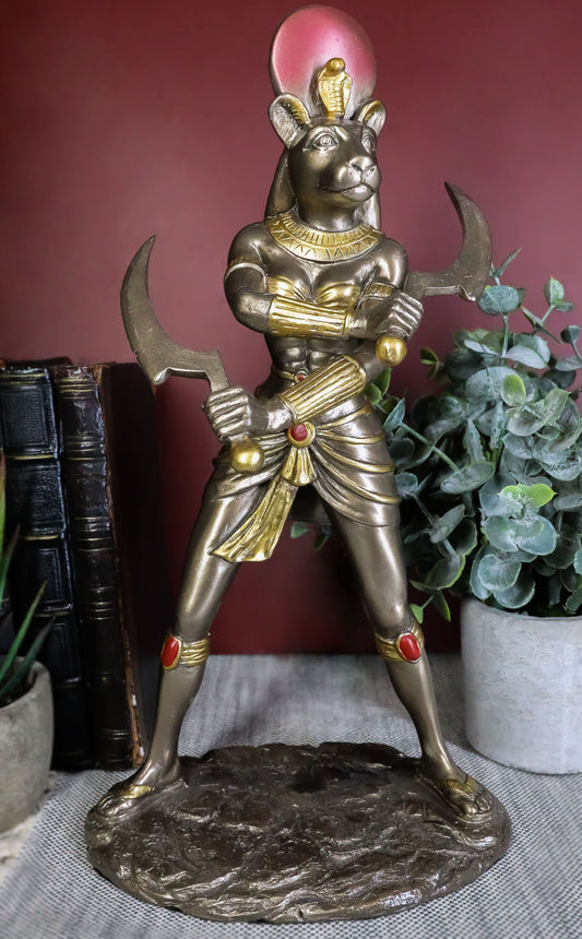 Classical Egyptian Goddess Sekhmet Ra With Solar Disc And Uraeus Statue 11"H - Ebros Gift