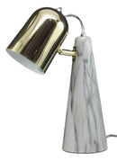 Ceramic Contemporary Cone Task Table Lamp Faux Carrara Marble Base Gold Shade
