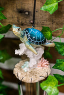 Nautical Reptile Kingdom Sea Turtle Swimming Over Corals Garden Wind Chime Decor