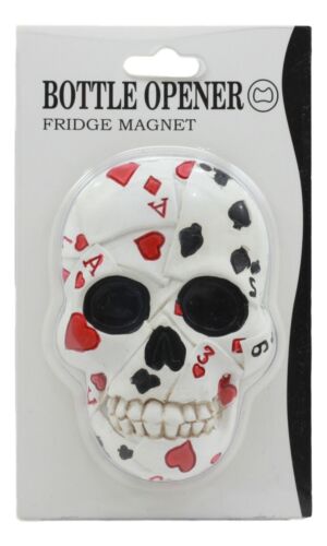 Small Gambling Den Poker Skull Beer Bottle Opener Decor Fridge Magnet