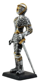 Ebros Medieval French Knight Dollhouse Miniature Figurine 4"H Suit Of Armor Swordsman