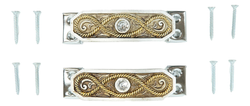 Set Of 2 Rustic Western Braided Ropes Crystal Drawer Cabinet Door Bar Pull Knobs