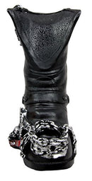Ebros Gift Chained Biker Skull Death Angel Boot Wine Holder Figurine 8.5"H