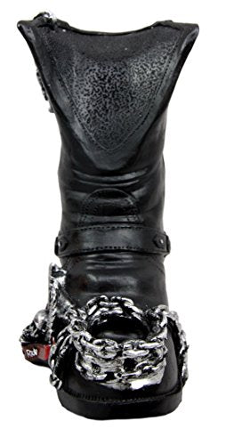Ebros Gift Chained Biker Skull Death Angel Boot Wine Holder Figurine 8.5"H