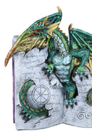 Guardian Of Bibliography Gold Green Dragon Emerging Out Of Spell Book Figurine