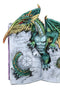 Guardian Of Bibliography Gold Green Dragon Emerging Out Of Spell Book Figurine