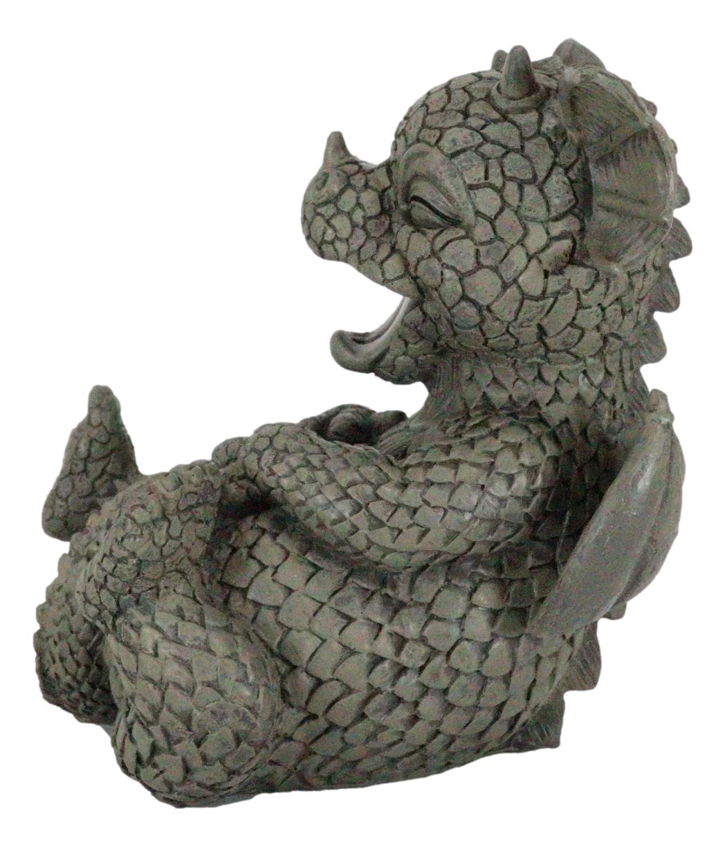 Ebros Whimsical L.O.L Soul Garden Laughing Out Loud Dragon Statue 7.75" Tall Faux Stone Resin Finish Hilarious LOL Fantasy Animated Dragons Welcome Guest Greeter Decor Figurine - Ebros Gift
