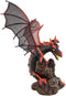 Ebros Red and BlackBattle Hardened Volcano Pterosaur Dragon Figurine 6" Long