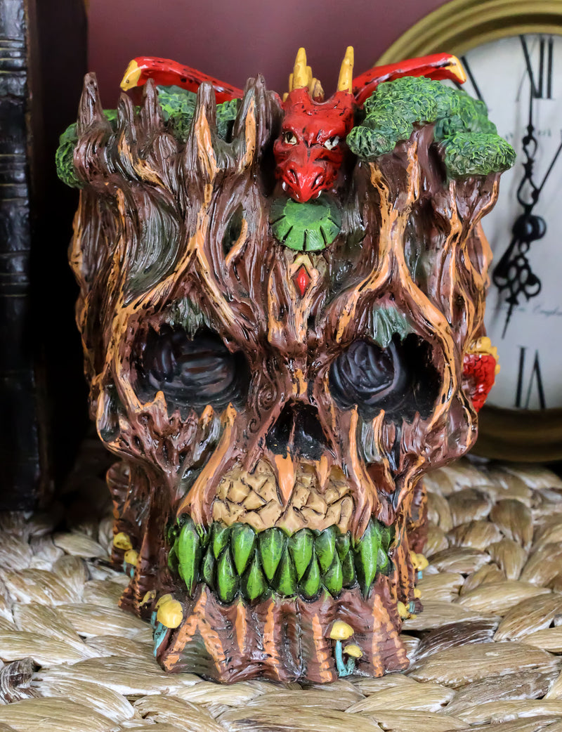 Forest Ent Treant Skull with Dragon Statue 5.5'L Greenman Dungeons and Dragons