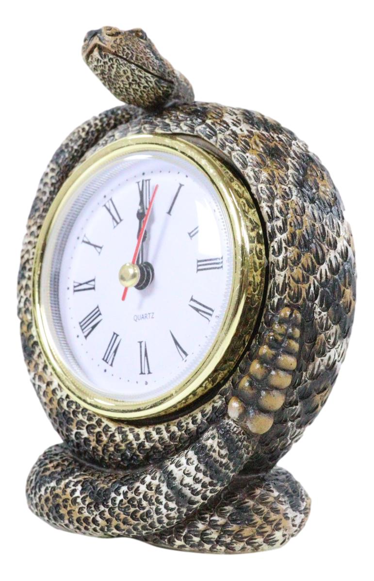 Reptile Coiled Diamondback Rattlesnake Serpent Desktop Table Clock Fig ...