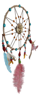 Set Of 2 Southwestern Indian Boho Chic Moon Gray Wolf Feather Wall Dreamcatchers