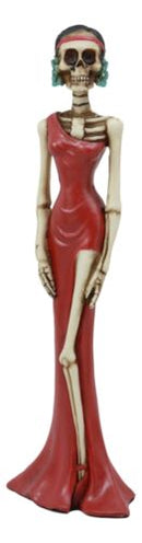Ebros Day of The Dead Elegant Skeleton Lady in Red Gown Statue 8" H for Dias De Muertos Or Halloween Decor Figurine As Decorations of Skulls, Skeletons and Ossuary Sculptures