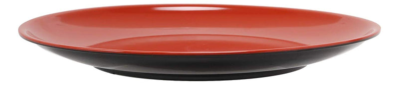 Ebros Contemporary Round 11.5"D Red Black Large Melamine Dinner Plate Set of 6 Plates