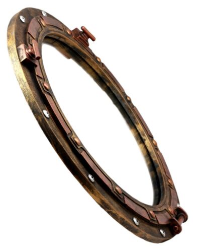Antique Bronze Rust Finish Nautical Marine Ship Porthole Wall Mirror Decor 15"D