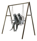 Ebros Gift 27.5" Tall Aluminum Metal Whimsical Love is in The Air Frog Couple Sitting On Porch Swing Garden Statue Frogs Patio Pool Pond Lawn Yard Decorative Sculpture Feng Shui Zen Accent