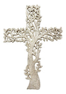 Ebros Gift 12" Tall Faux Stone Rustic Western Tree of Life Filigree Lace Design Wall Cross Decor Hanging Resin Sculpture Catholic Christian Country Cabin Lodge Accent Decorative Crosses