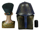 Large Egyptian Pharaoh King Tut And Queen Nefertiti Bust Statue Set Of 2 Decor