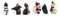 Set Of 6 Scary Merry Christmas Halloween Skeleton Santa Snowman Tree Ornaments