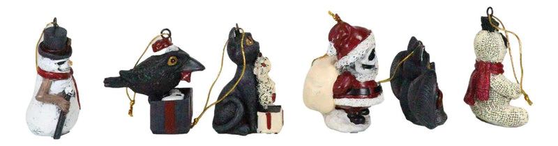Set Of 6 Scary Merry Christmas Halloween Skeleton Santa Snowman Tree Ornaments