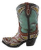 Rustic Western Cowboy Cowgirl Silver Beads Turquoise Boot Flower Vase Decor 7"H