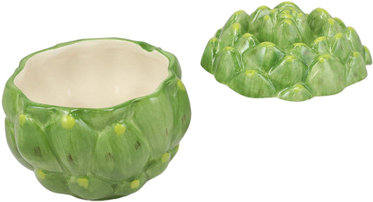 Ebros 6"Diameter Ceramic Green Artichoke Condiments Container Jar With Lid 28 Oz