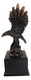 8" H King of The Skies Patriotic Bald Eagle Landing On Rock Figurine With Base