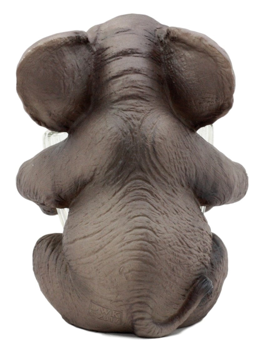 Ebros African Bush Elephant Glass Salt & Pepper Shakers Holder Decor 7" H