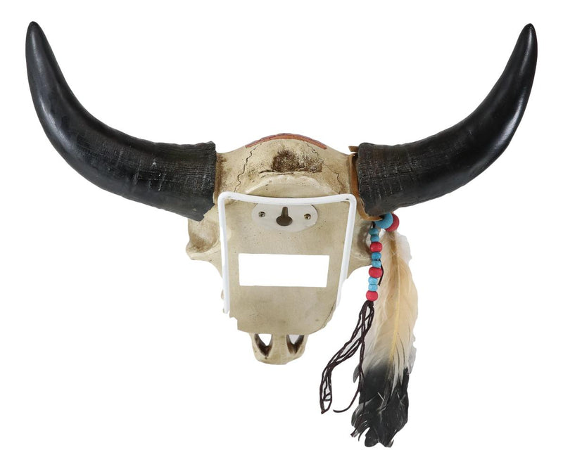 12"W Southwestern Aztec Eagle Spirit Dreamcatcher Bison Bull Skull Wall Plaque