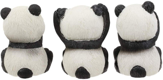 Ebros Whimsical See Hear Speak No Evil Giant Pandas Set of 3 Figurine 2"H