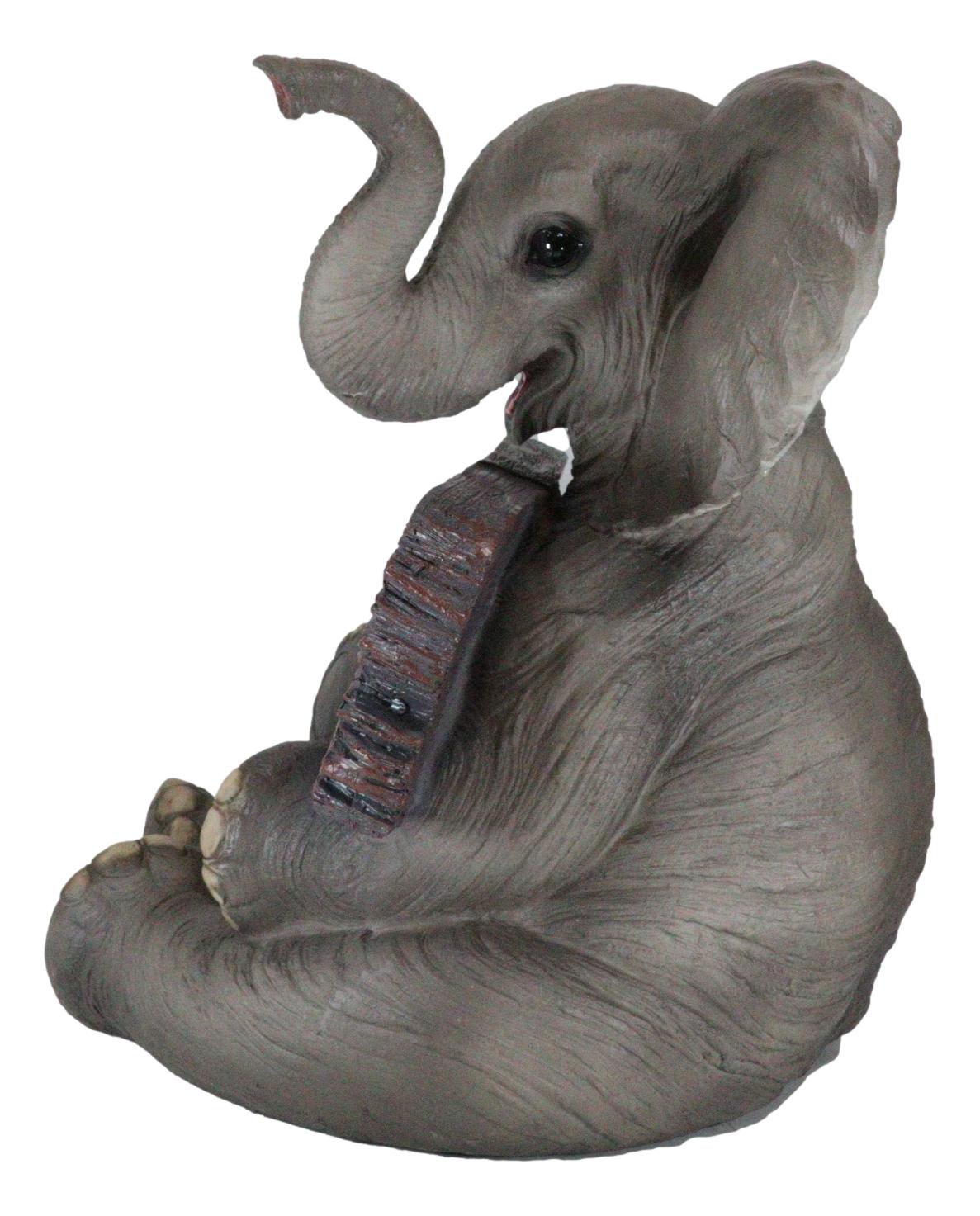 Safari Wildlife Adorable Elephant Pachy Welcome Sign Figurine Patio Decor Statue