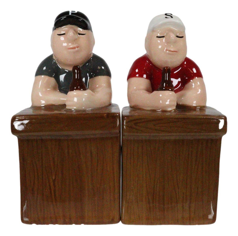 Colorful Mooning Beer Buddies Bar Pub Scene Ceramic Salt and Pepper Shakers Set