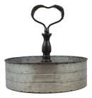 Ebros 11.25" Wide Metal Tray with Heart Shaped Handle Western Spice Rack Decor - Ebros Gift