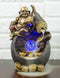 Happy Buddha Hotei Seated On Wine Gourd Backflow Incense Burner LED Light Statue