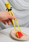 Yellow Giant Panda Reusable Training Chopsticks Set With Silicone Helper Hinge