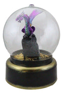 Purple Dragon On Faux Geode Crystals Musical LED Light Air Powered Glitter Globe