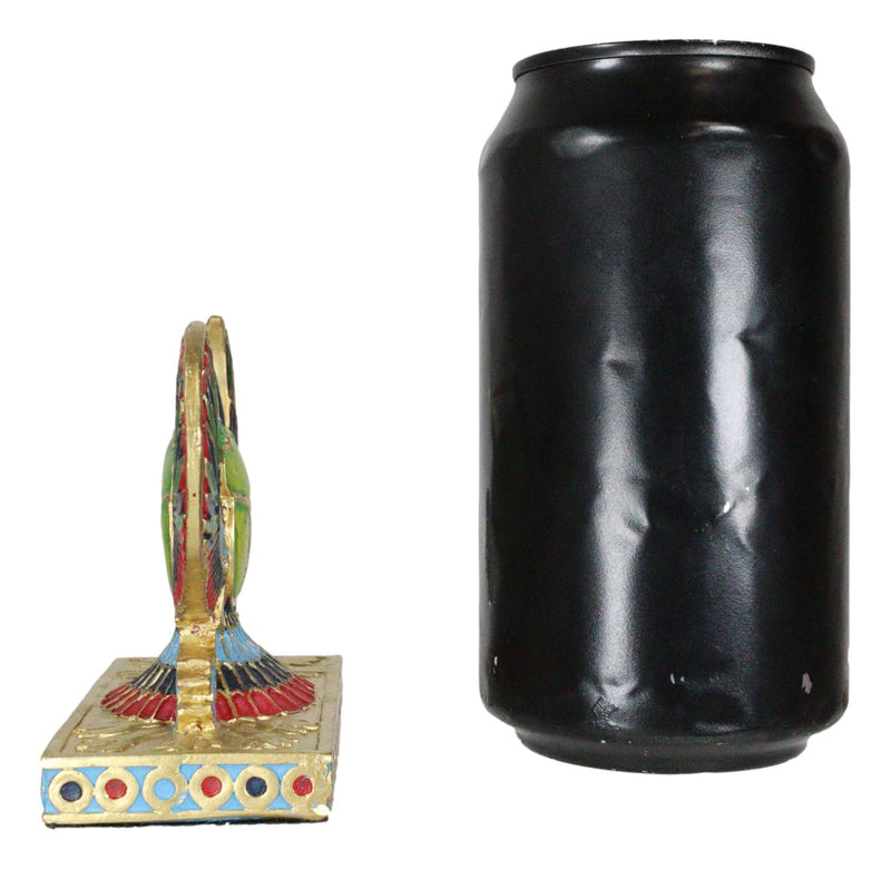 Egyptian Beautiful Golden Winged Scarab Amulet Ankh Symbol of Rebirth Figurine