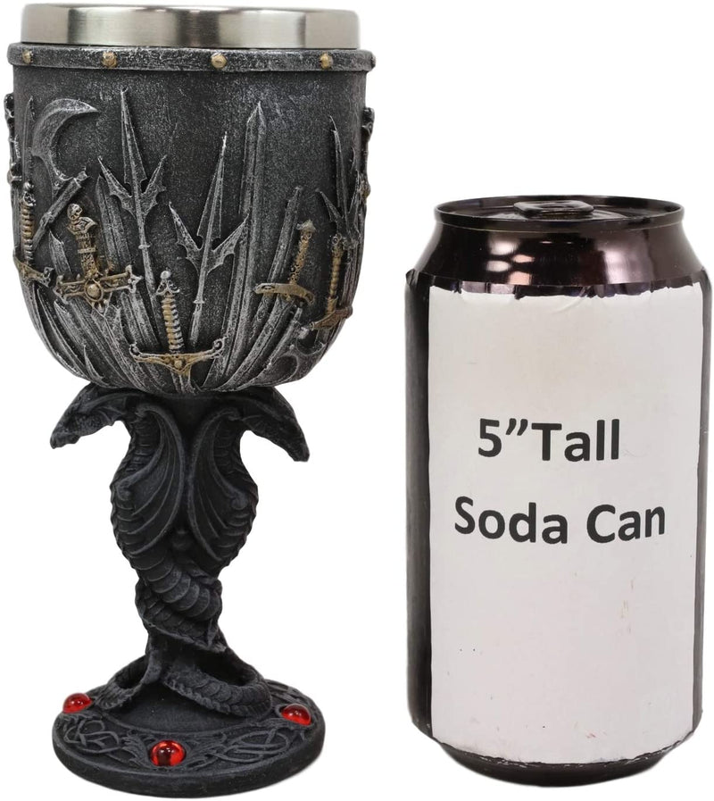 Valyrian Steel Swords And Armory With Entwined Double Dragons Wine Goblet 6oz