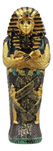 Ebros Egyptian King Tutankhamun Sarcophagus Coffin With Mummy Figurine Set 4"L - Ebros Gift