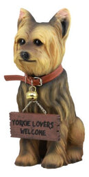 Ebros Gift Yorkie Dog with Double Sided Sign Indoor/Outdoor Statue