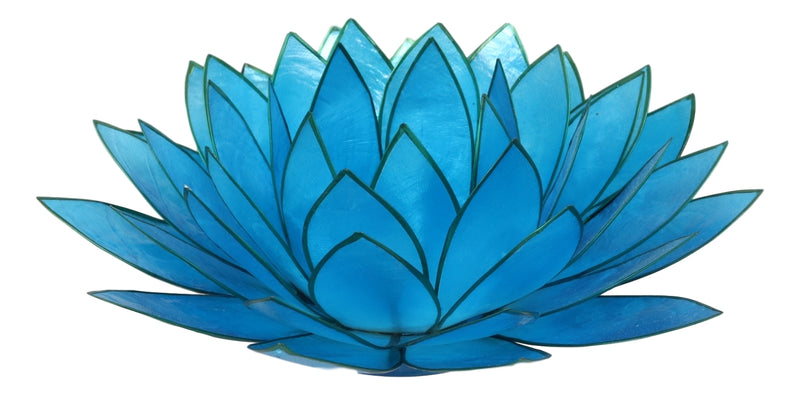 Teal Green Capiz Seashells Lotus Flower Votive Tea Light Candle Holder–  Ebros Gift
