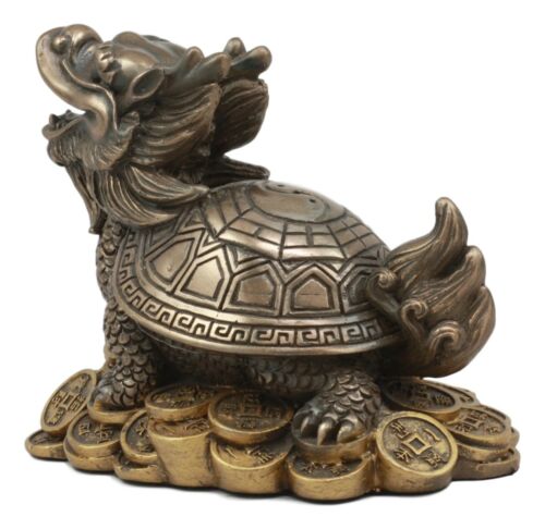 Feng Shui Celestial Black Dragon Turtle Statue Charm For Protection and Wealth