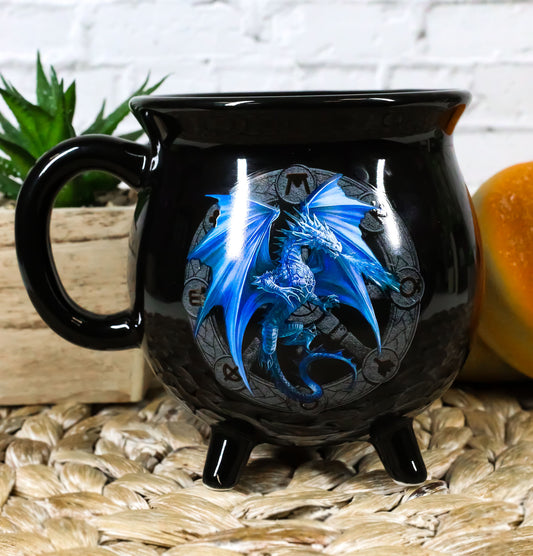 Wicca Sabbats Wheel of The Year Yule Dragon Heat Color Changing Cauldron Mug - Ebros Gift